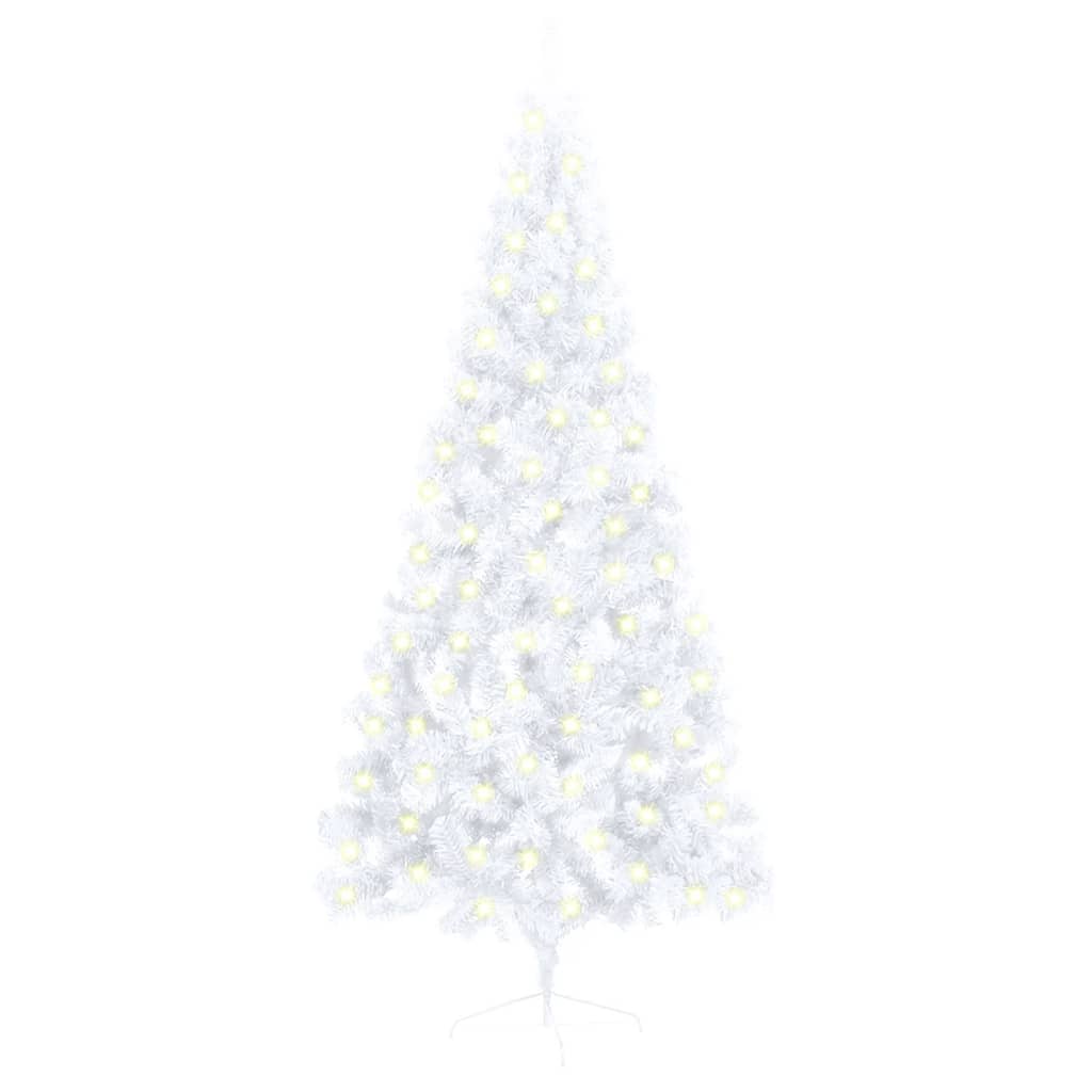 Artificial Half Christmas Tree with LED&Stand White 70.9" PVC
