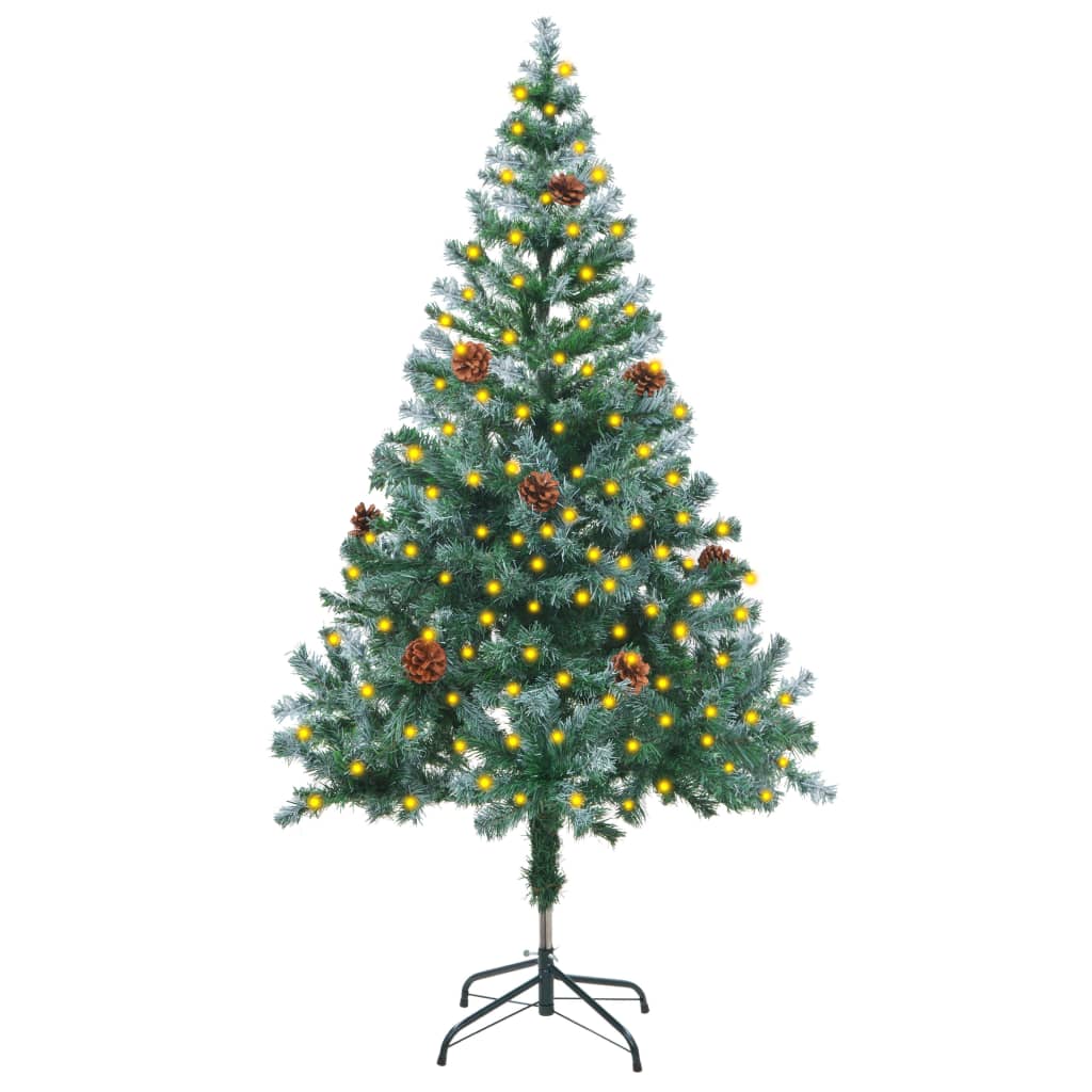Frosted Christmas Tree with LEDs&Pinecones 59.1"