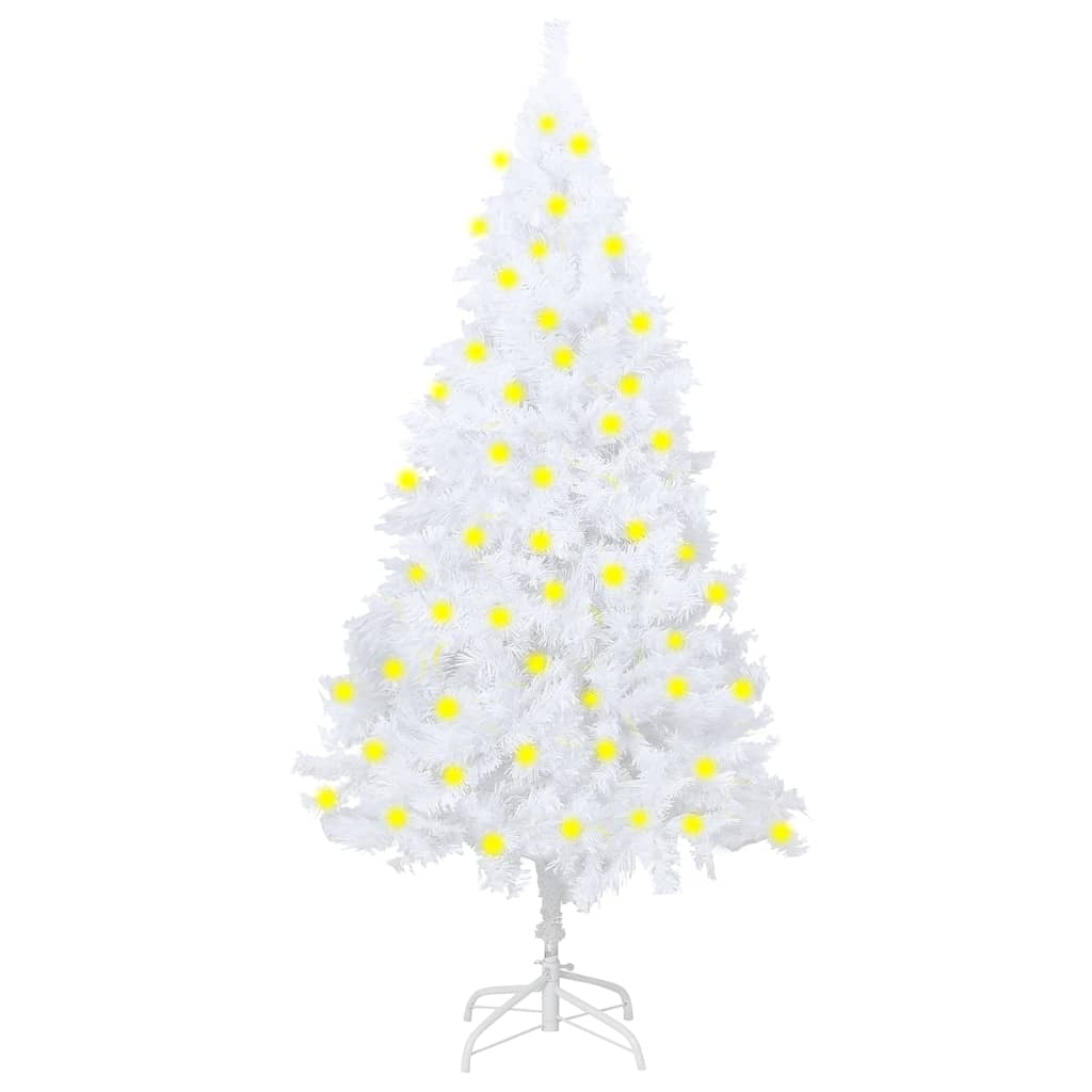 Artificial Christmas Tree with LEDs&Thick Branches White 59.1"