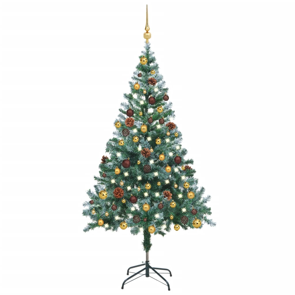 Frosted Christmas Tree with LEDs&Ball Set&Pinecones 59.1"