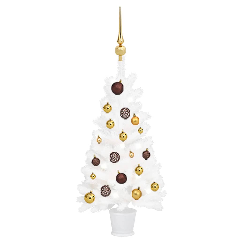 Artificial Christmas Tree with LEDs&Ball Set White 35.4"
