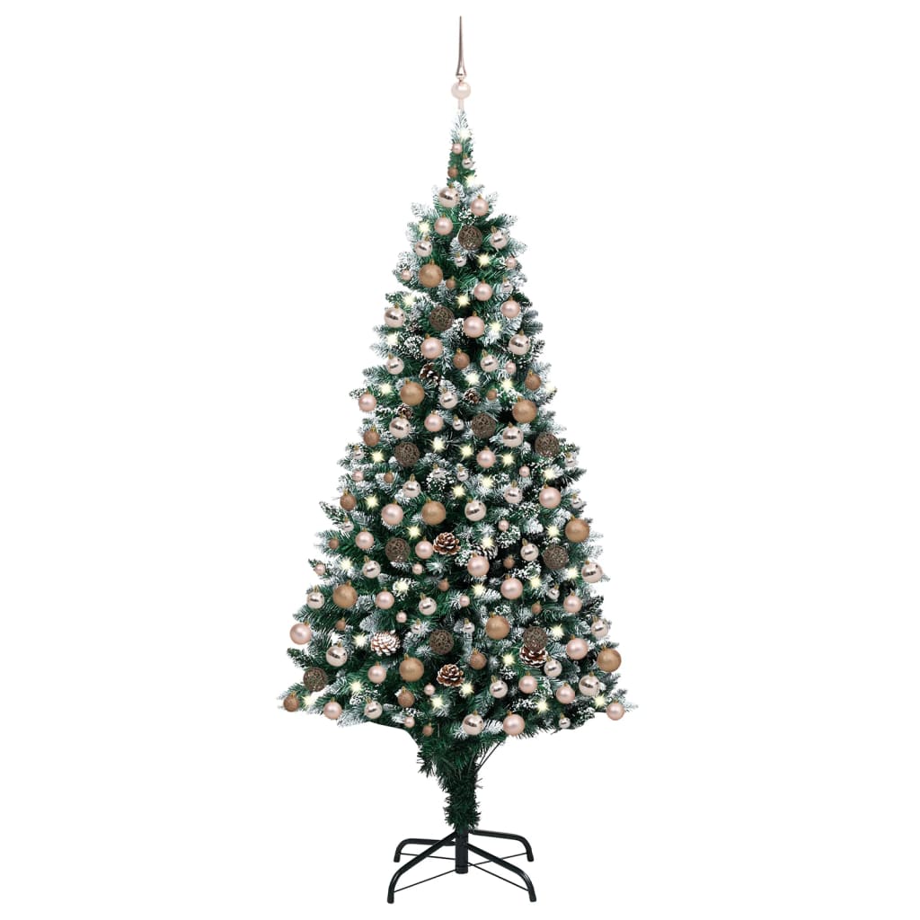 Artificial Christmas Tree with LEDs&Ball Set&Pine Cones 82.7"