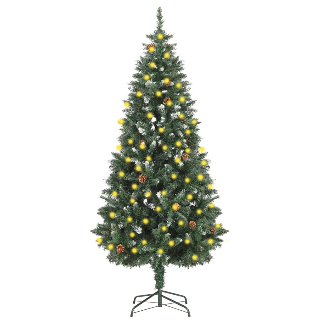Artificial Christmas Tree with LEDs&Pine Cones 70.9"