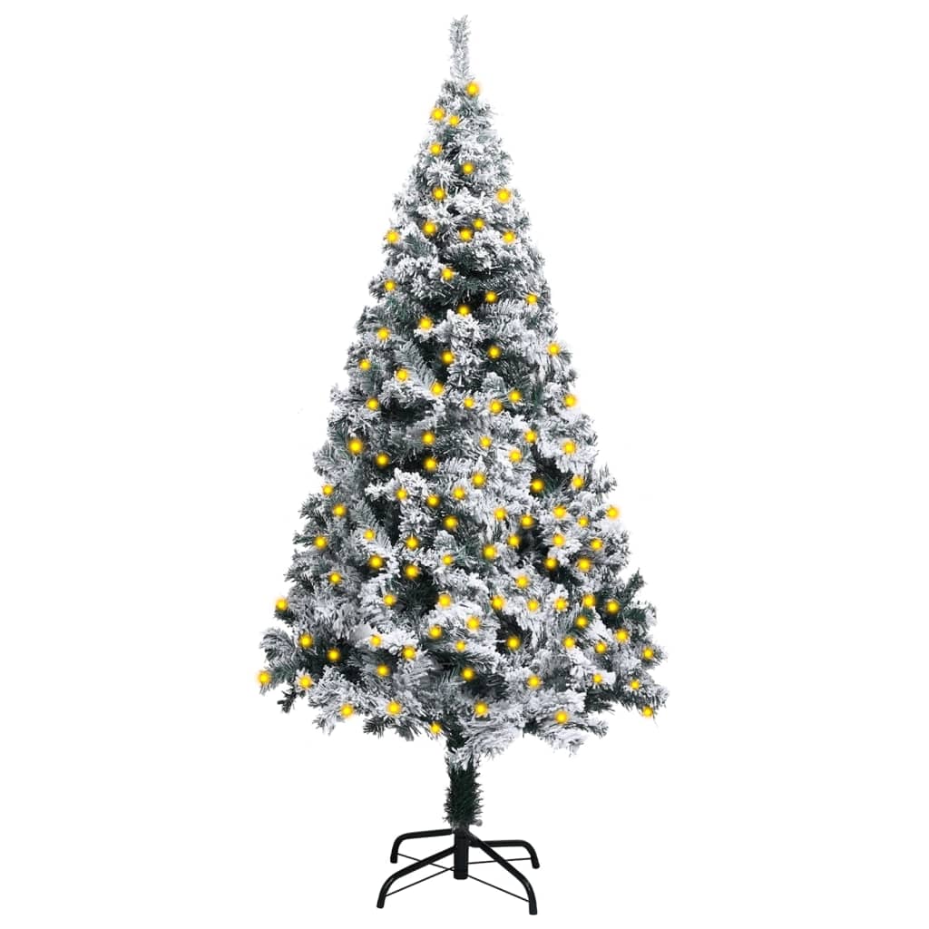 Artificial Christmas Tree with LEDs&Flocked Snow Green 47.2"