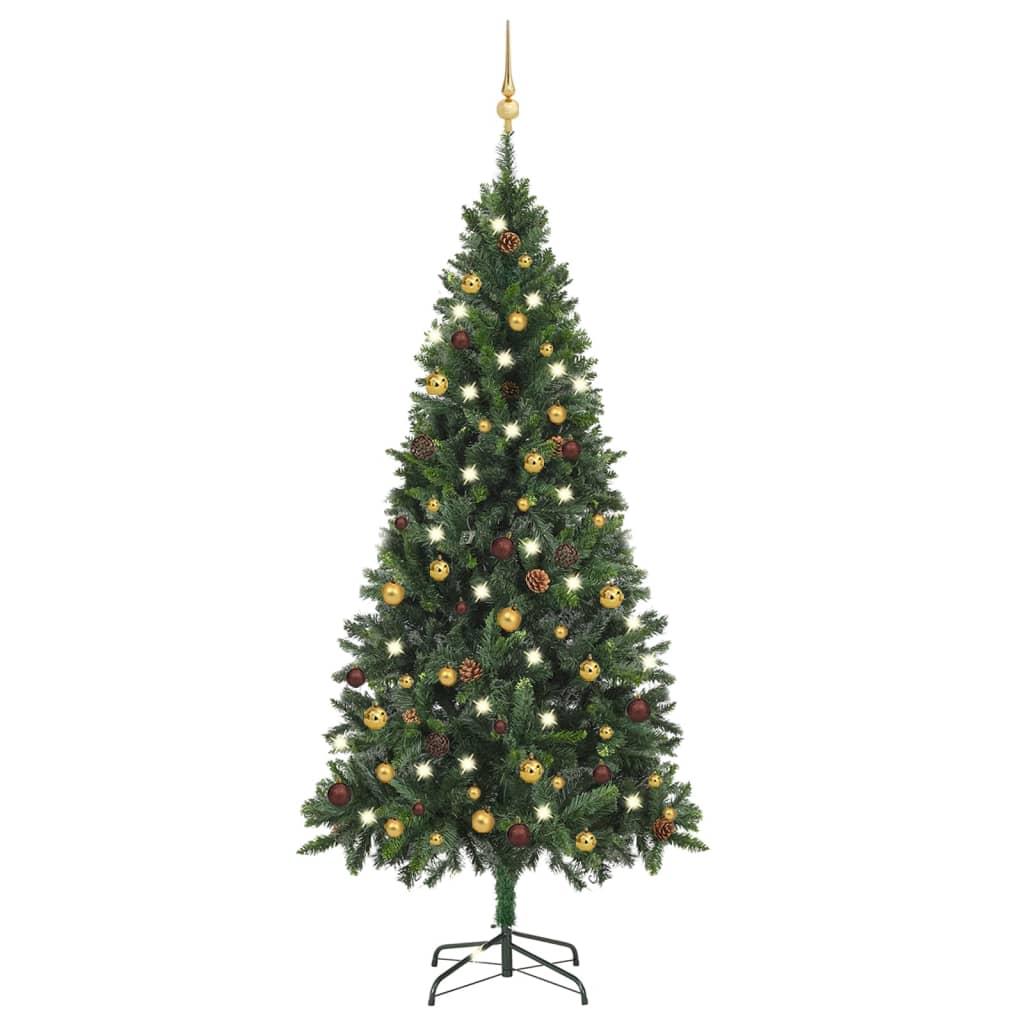 Artificial Christmas Tree with LEDs&Ball Set Green 70.9"