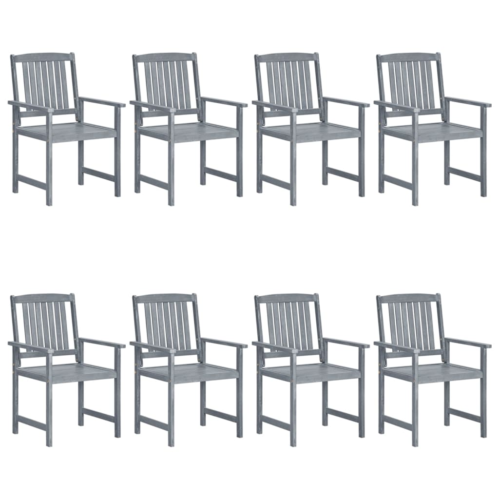 Patio Chairs 8 pcs Solid Acacia Wood Gray