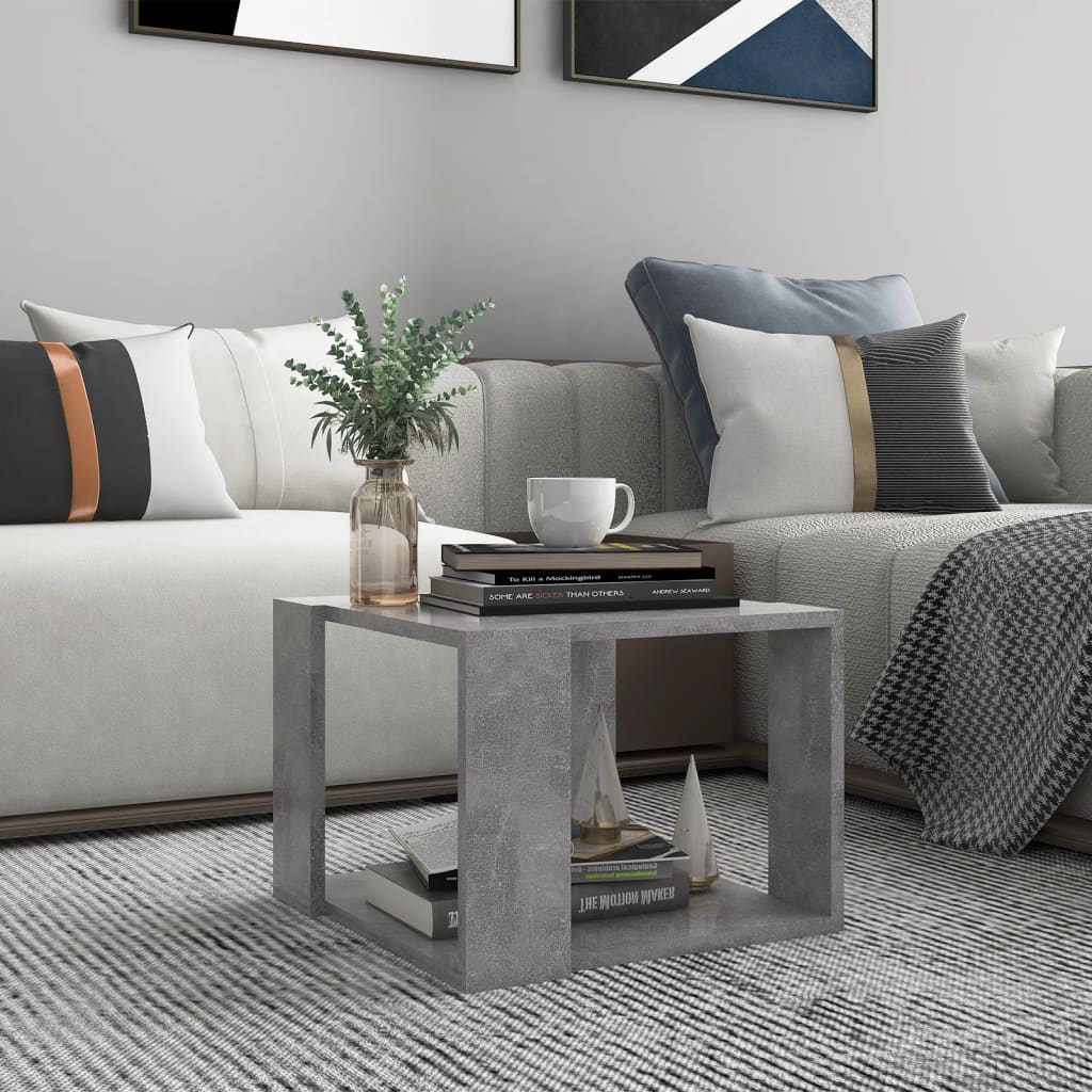 Coffee Table Concrete Gray 16"x16"x12" Engineered Wood