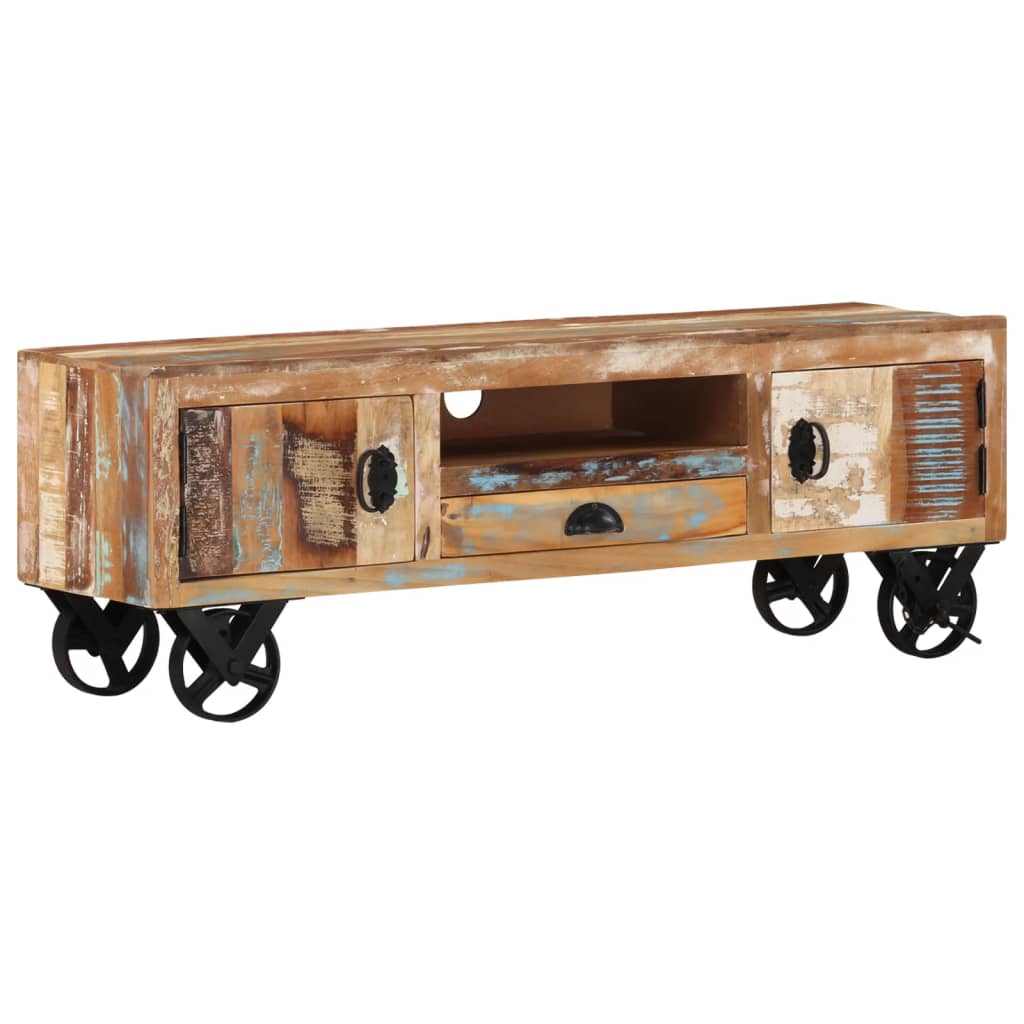TV Cabinet with Wheels 43.3"x11.8"x14.6" Solid Reclaimed Wood