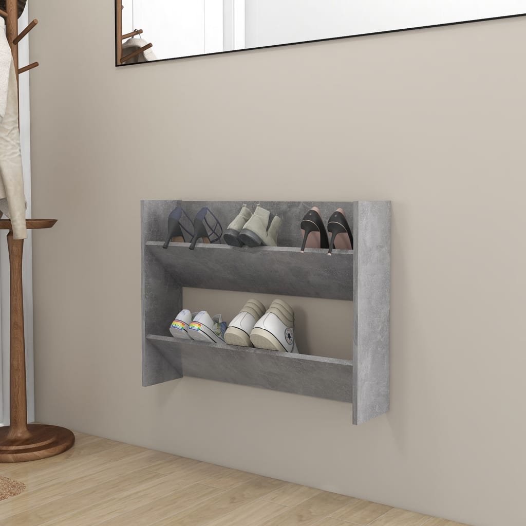 Wall Shoe Cabinet Concrete Gray 31.5"x7.1"x23.6" Engineered Wood