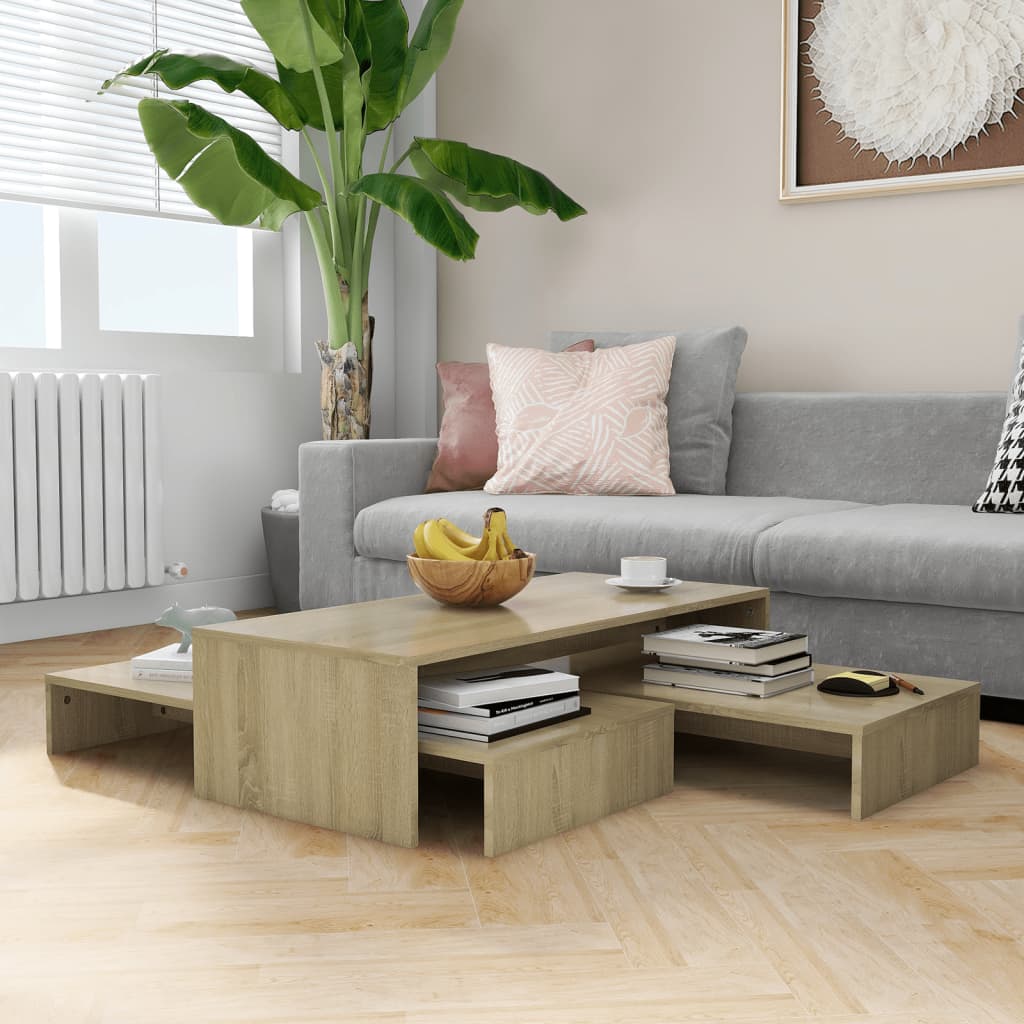 Nesting Coffee Table Set Sonoma Oak 39.4"x39.4"x10.4" Engineered Wood