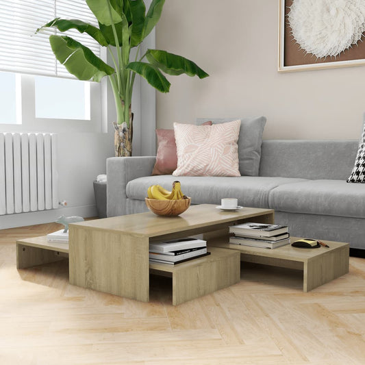 Nesting Coffee Table Set Sonoma Oak 39.4"x39.4"x10.4" Engineered Wood