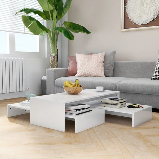 Nesting Coffee Table Set High Gloss White 39.4"x39.4"x10.4"