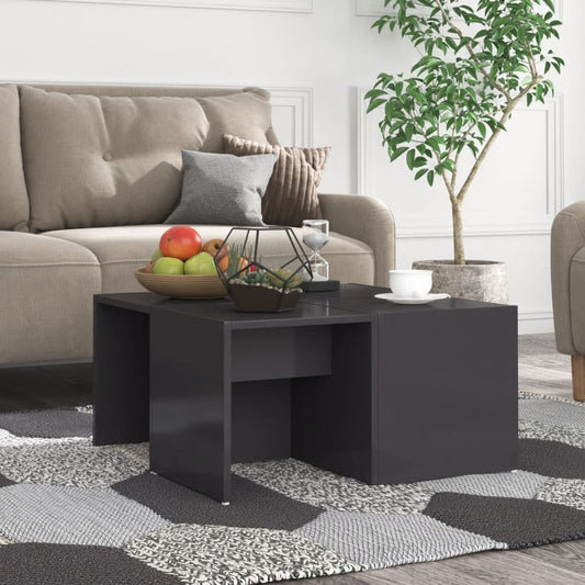 Coffee Tables 4 pcs High Gloss Gray 13"x13"x13" Engineered Wood