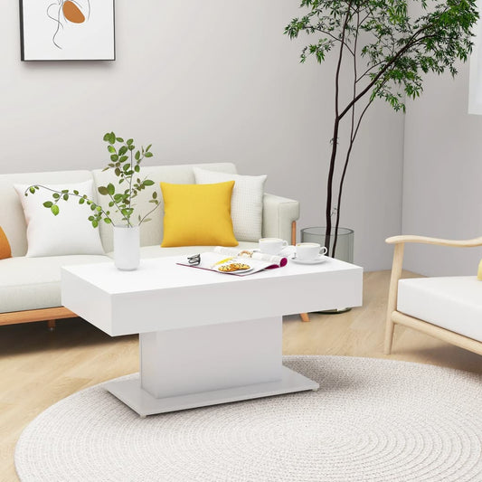Coffee Table White 37.8"x19.7"x17.7" Engineered Wood
