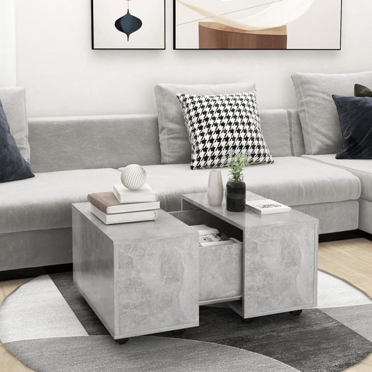 Coffee Table Concrete Gray 23.6"x23.6"x15" Engineered Wood