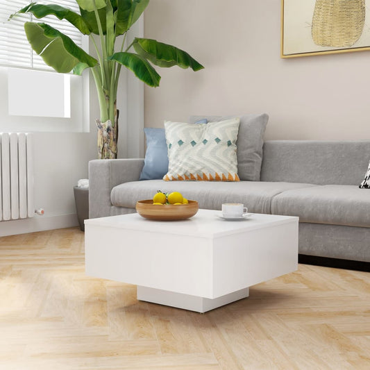 Coffee Table White 23.6"x23.6"x12.4" Engineered Wood