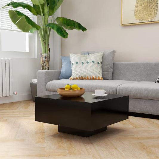 Coffee Table Black 23.6"x23.6"x12.4" Engineered Wood