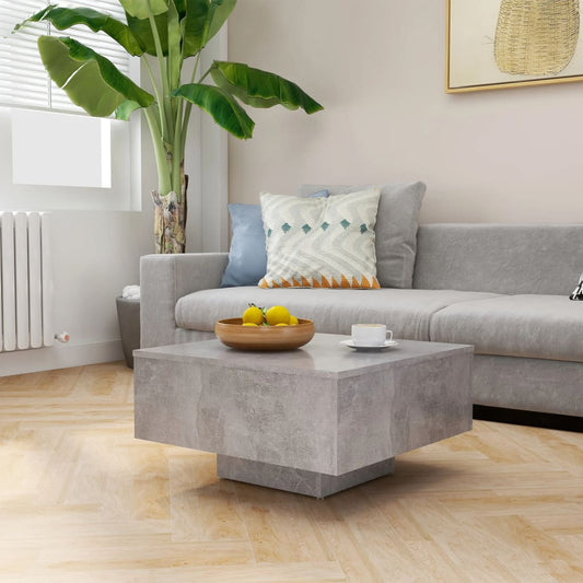 Coffee Table Concrete Gray 23.6"x23.6"x12.4" Engineered Wood