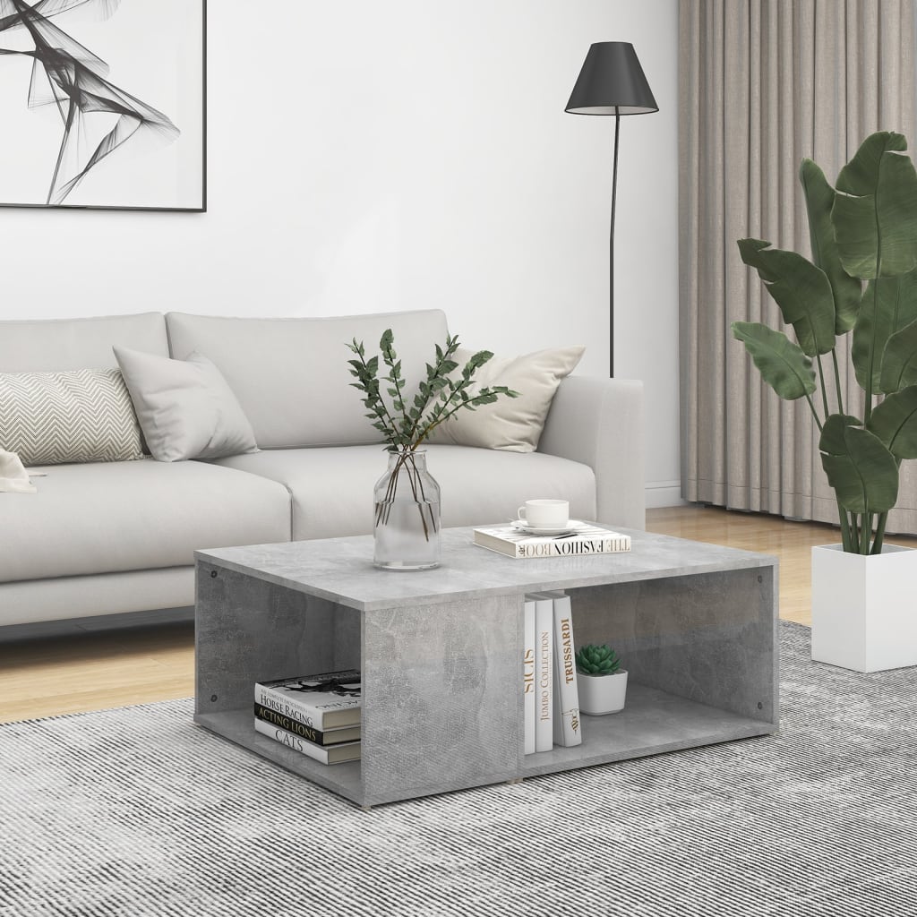 Coffee Table Concrete Gray 35.4"x26.4"x13" Engineered Wood