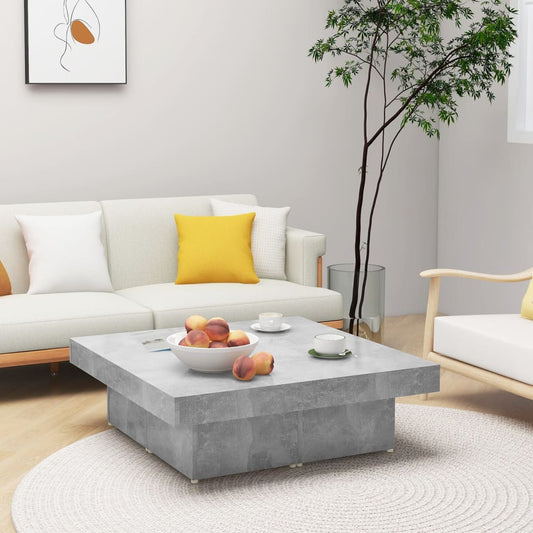 Coffee Table Concrete Gray 35.4"x35.4"x11" Engineered Wood