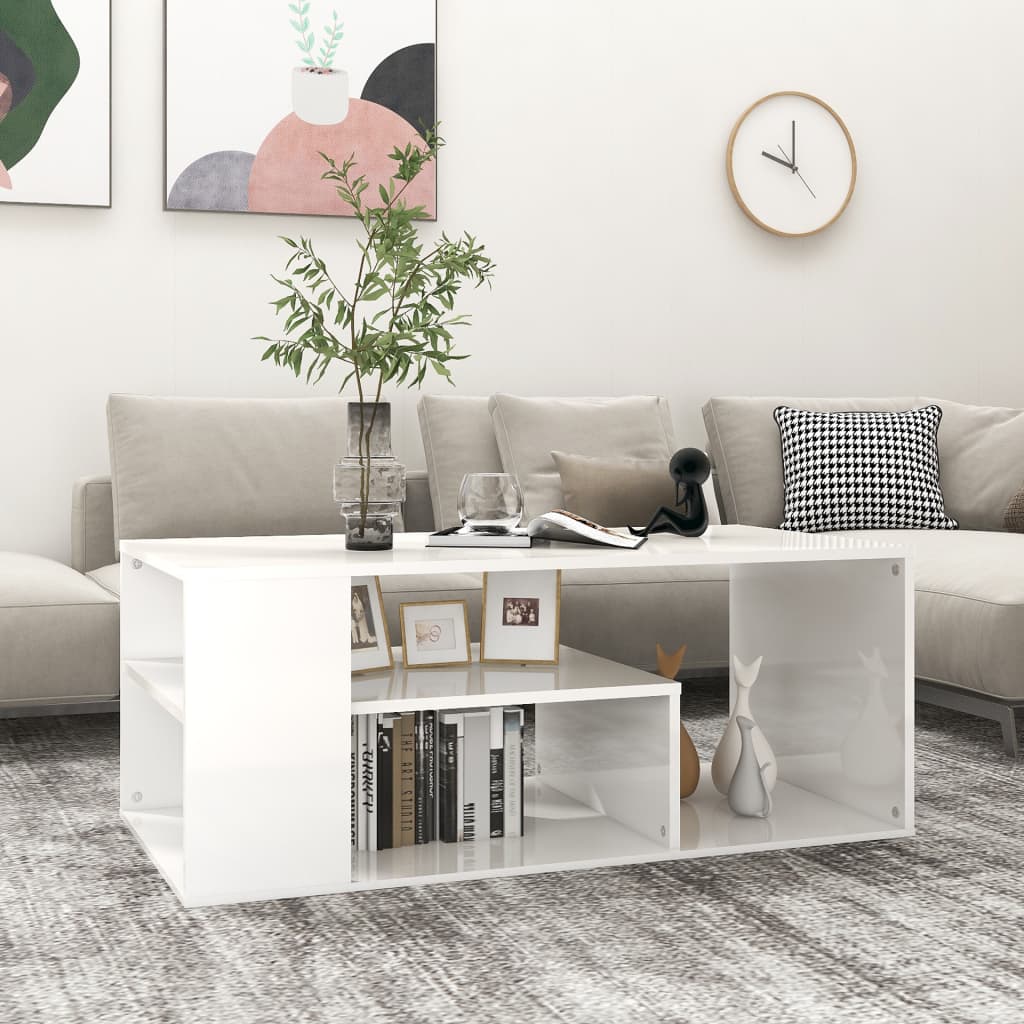 Coffee Table High Gloss White 39.4"x19.7"x15.7" Engineered Wood