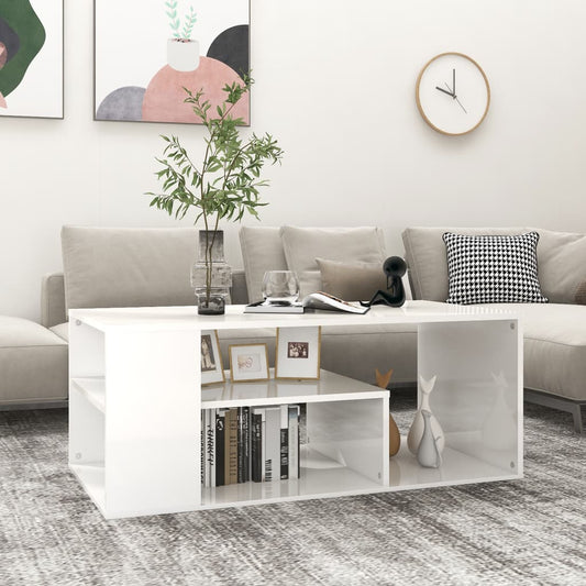 Coffee Table High Gloss White 39.4"x19.7"x15.7" Engineered Wood