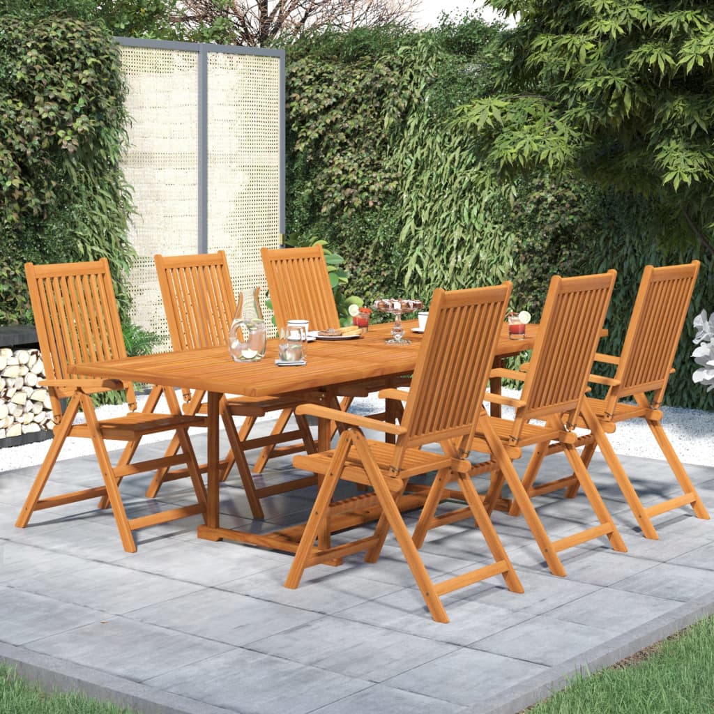 7 Piece Patio Dining Set Solid Wood Acacia