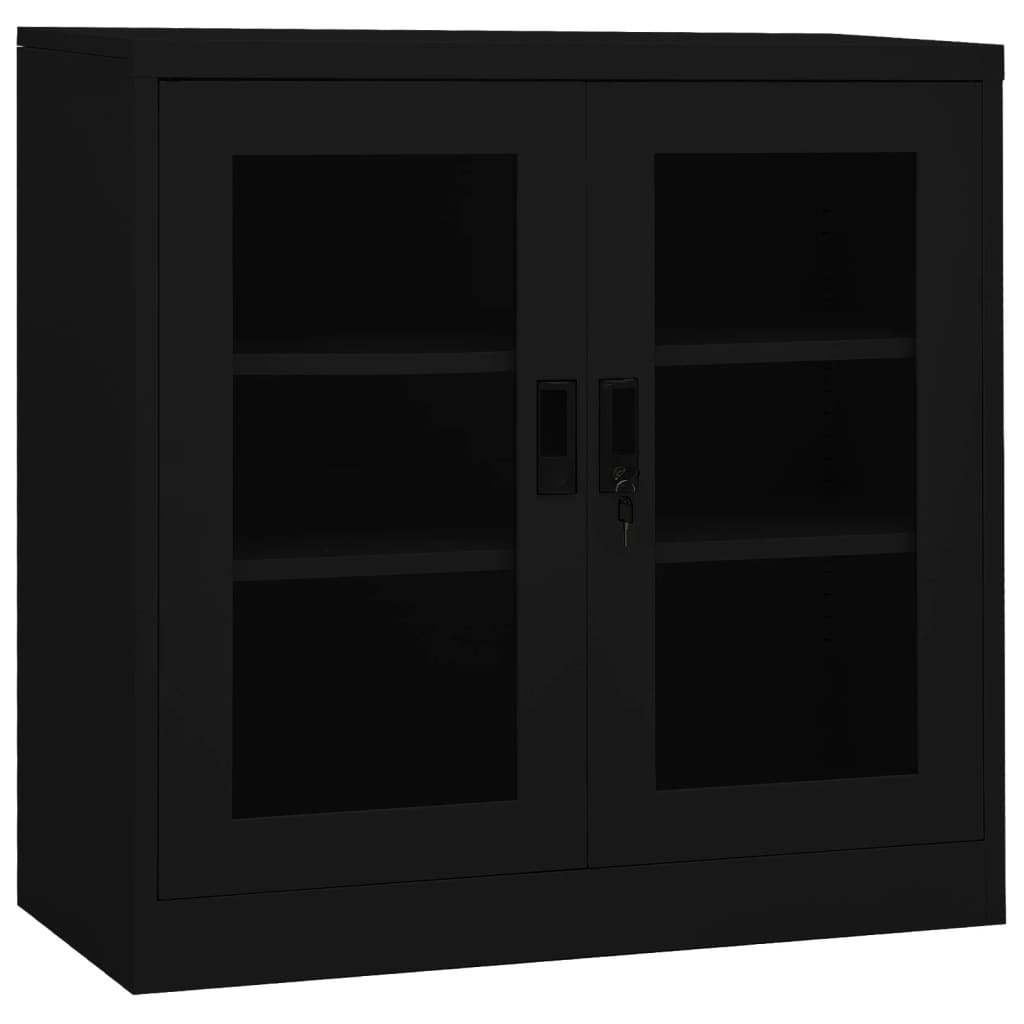 Office Cabinet Black 35.4"x15.7"x35.4" Steel