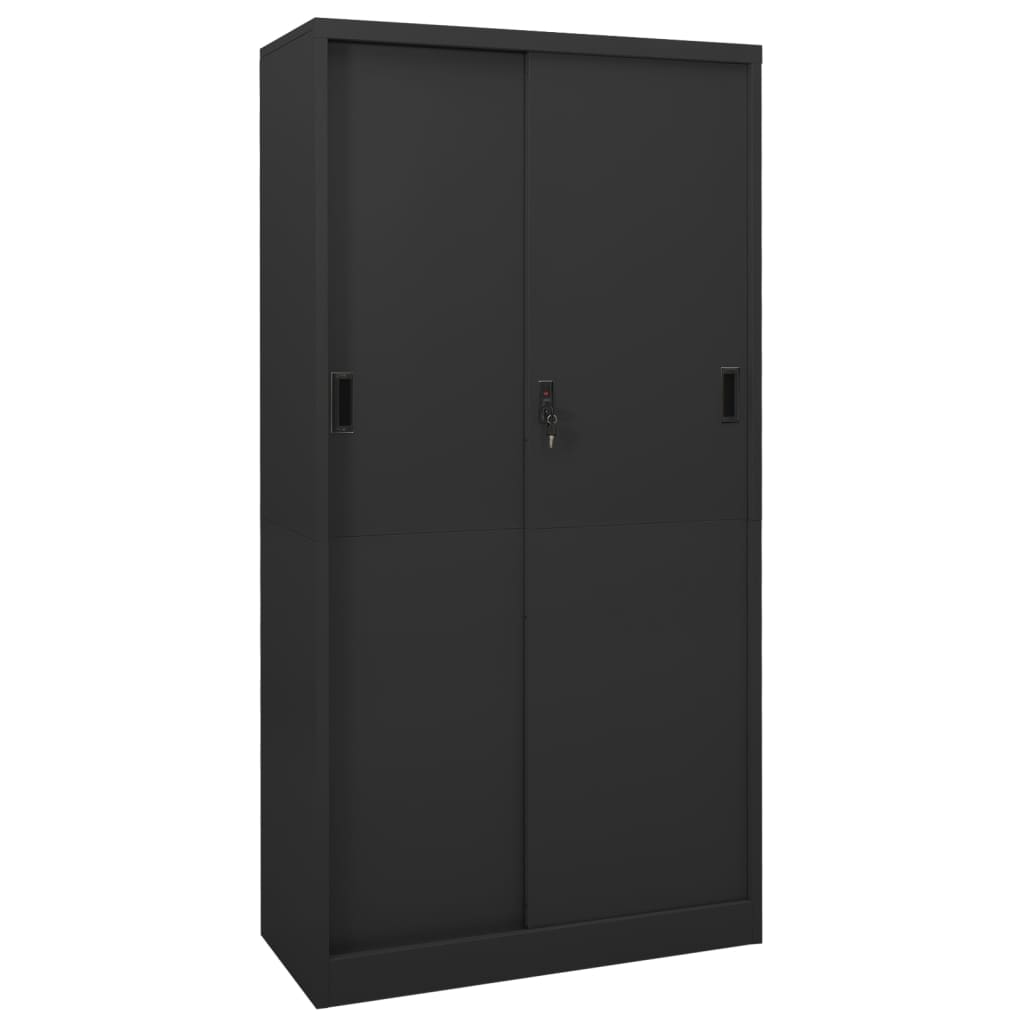 Office Cabinet with Sliding Door Anthracite 35.4"x15.7"x70.9" Steel