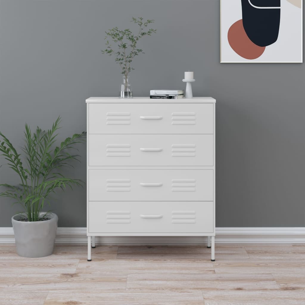 Chest of Drawers White 31.5"x13.8"x40" Steel