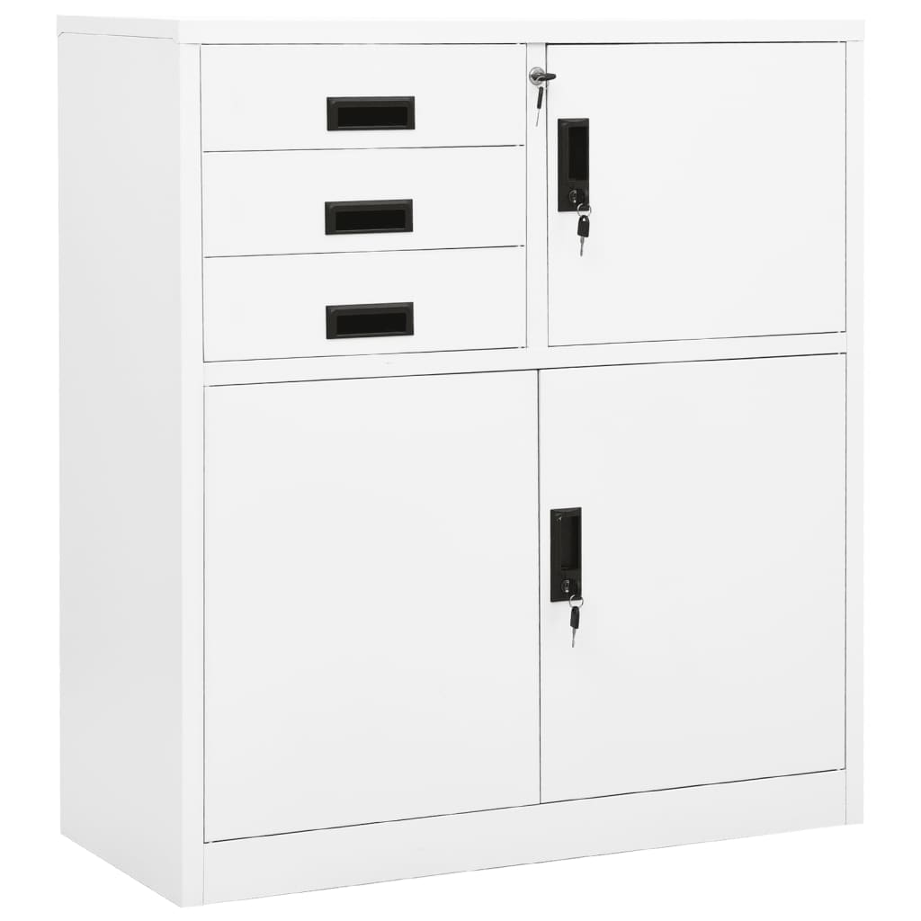 Office Cabinet White 35.4"x15.7"x40.2" Steel