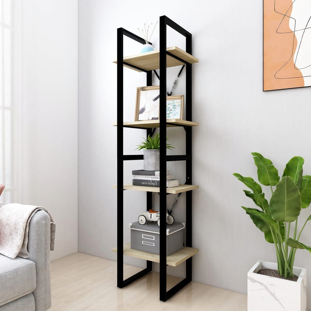 4-Tier Book Cabinet Sonoma Oak 15.7"x11.8"x55.1" Engineered Wood
