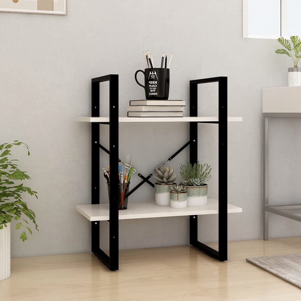 2-Tier Book Cabinet White 23.6"x11.8"x27.6" Solid Pine Wood
