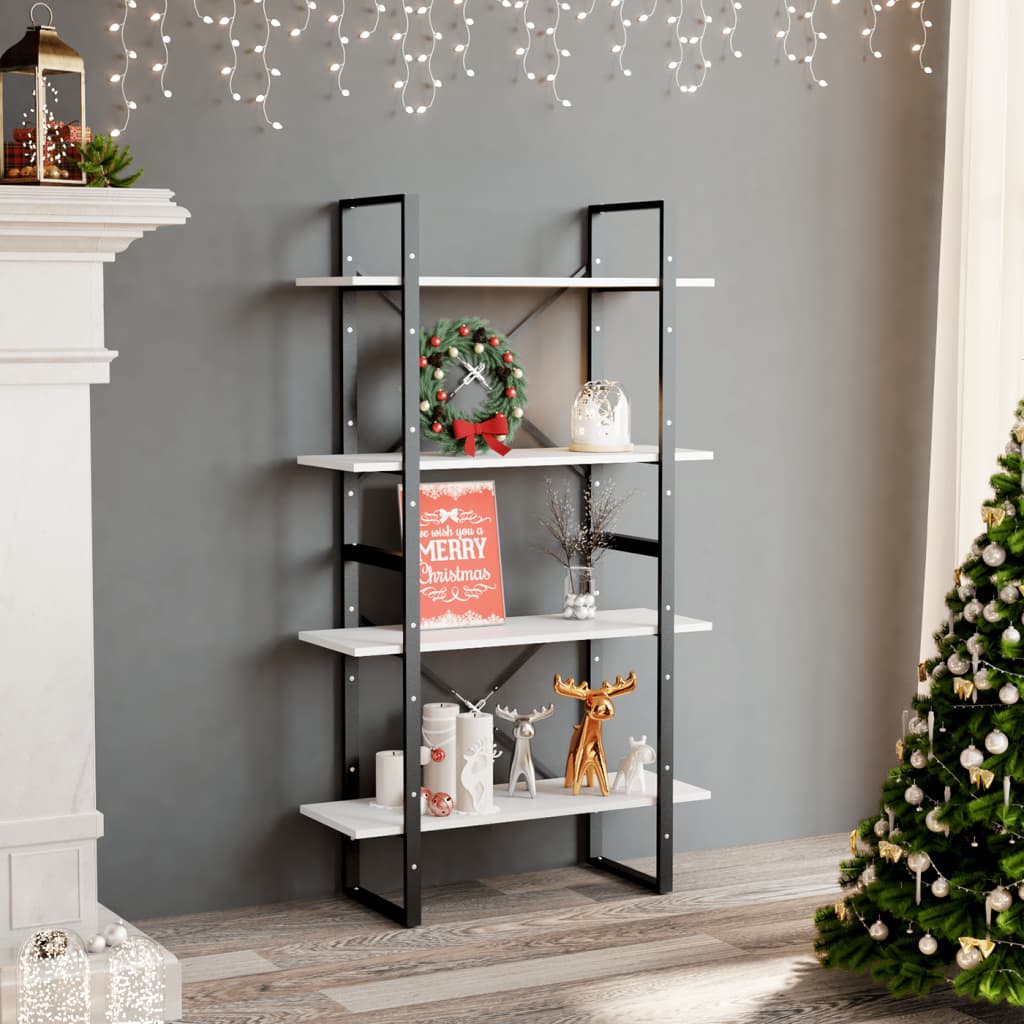 4-Tier Book Cabinet White 31.5"x11.8"x55.1" Engineered Wood