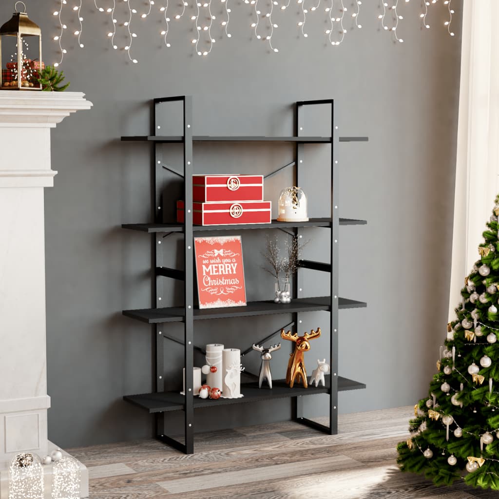 4-Tier Book Cabinet Gray 39.4"x11.8"x55.1" Engineered Wood