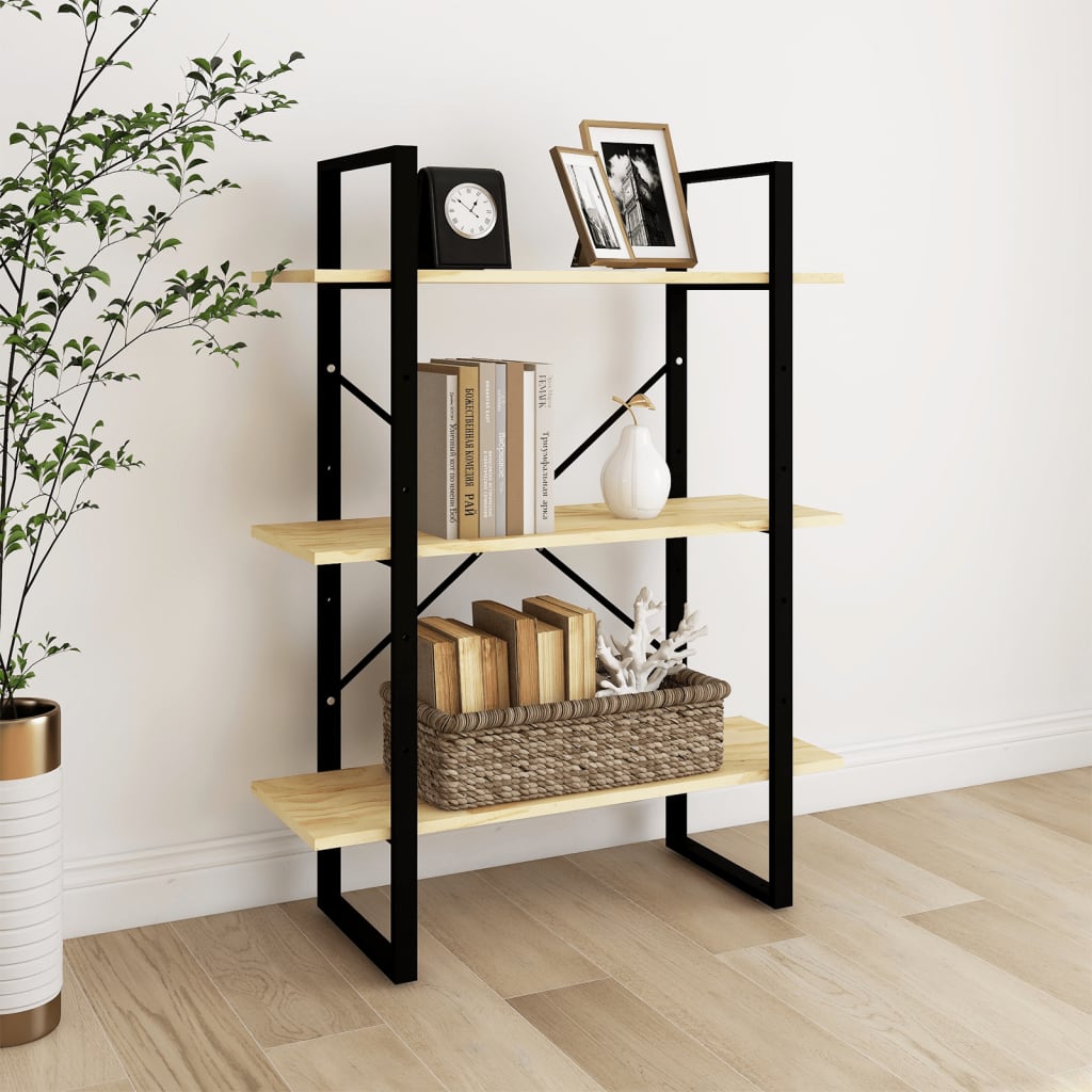 3-Tier Book Cabinet 31.5"x11.8"x41.3" Solid Pine Wood