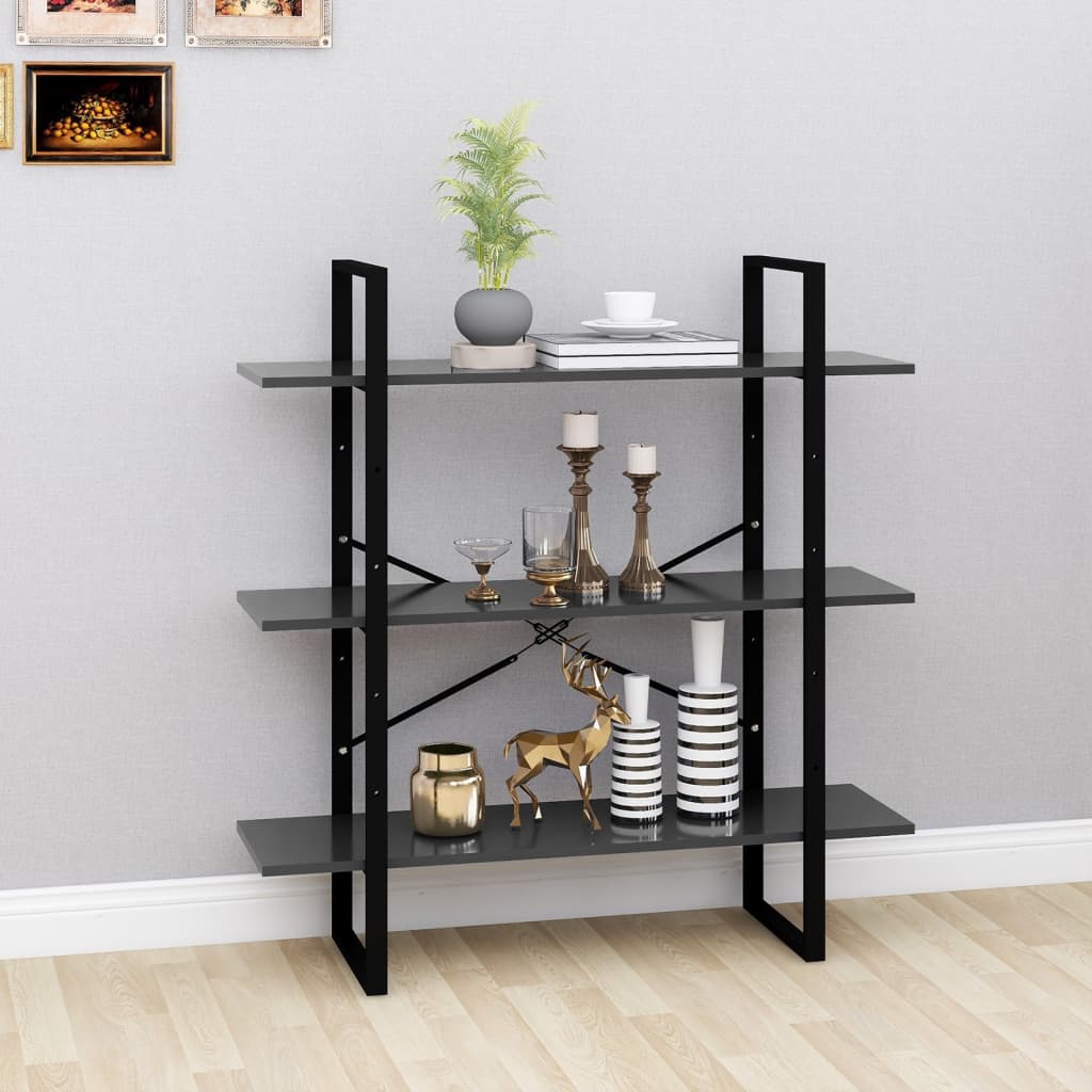 Book Cabinet Gray 39.4"x11.8"x41.3" Engineered Wood