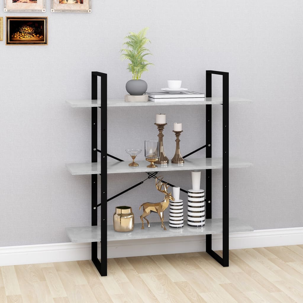 Book Cabinet Concrete Gray 39.4"x11.8"x41.3" Engineered Wood