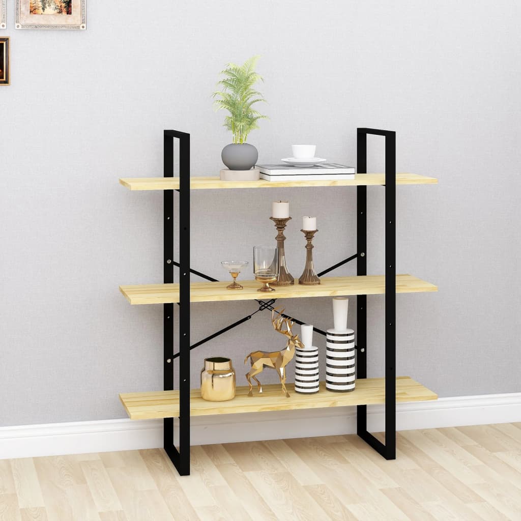 3-Tier Book Cabinet 39.4"x11.8"x41.3" Solid Pine Wood