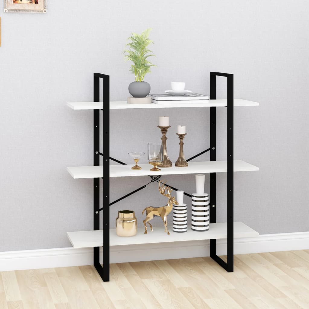 3-Tier Book Cabinet White 39.4"x11.8"x41.3" Solid Pine Wood