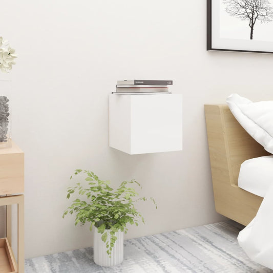 Bedside Cabinet White 12"x11.8"x11.8" Engineered Wood