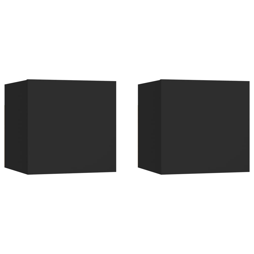 Bedside Cabinets 2 pcs Black 12"x11.8"x11.8" Engineered Wood