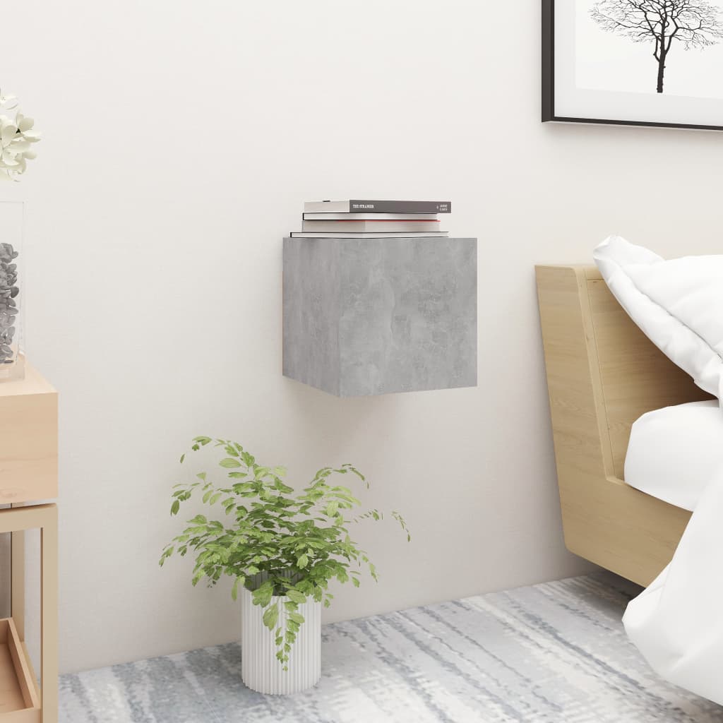 Bedside Cabinet Concrete Gray 12"x11.8"x11.8" Engineered Wood