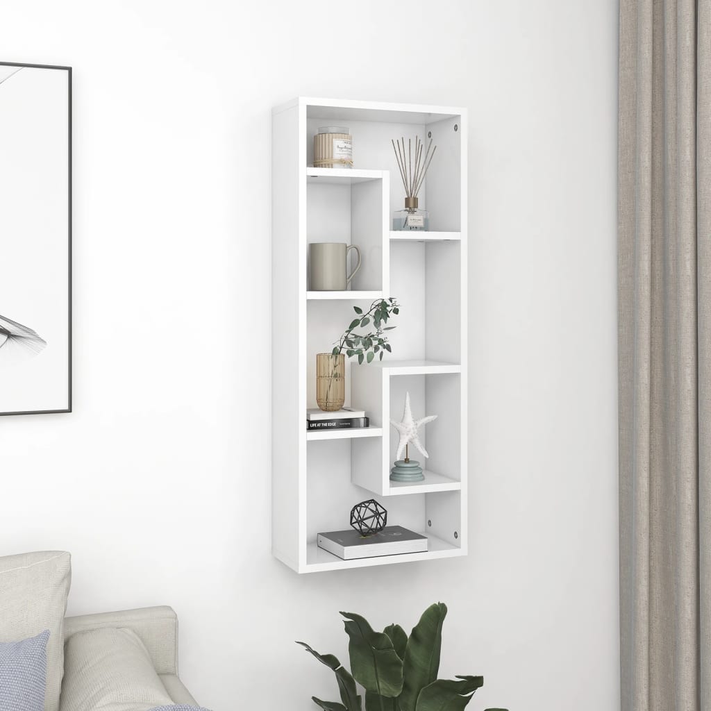 Wall Shelf White 14.2"x6.3"x35.4" Engineered Wood