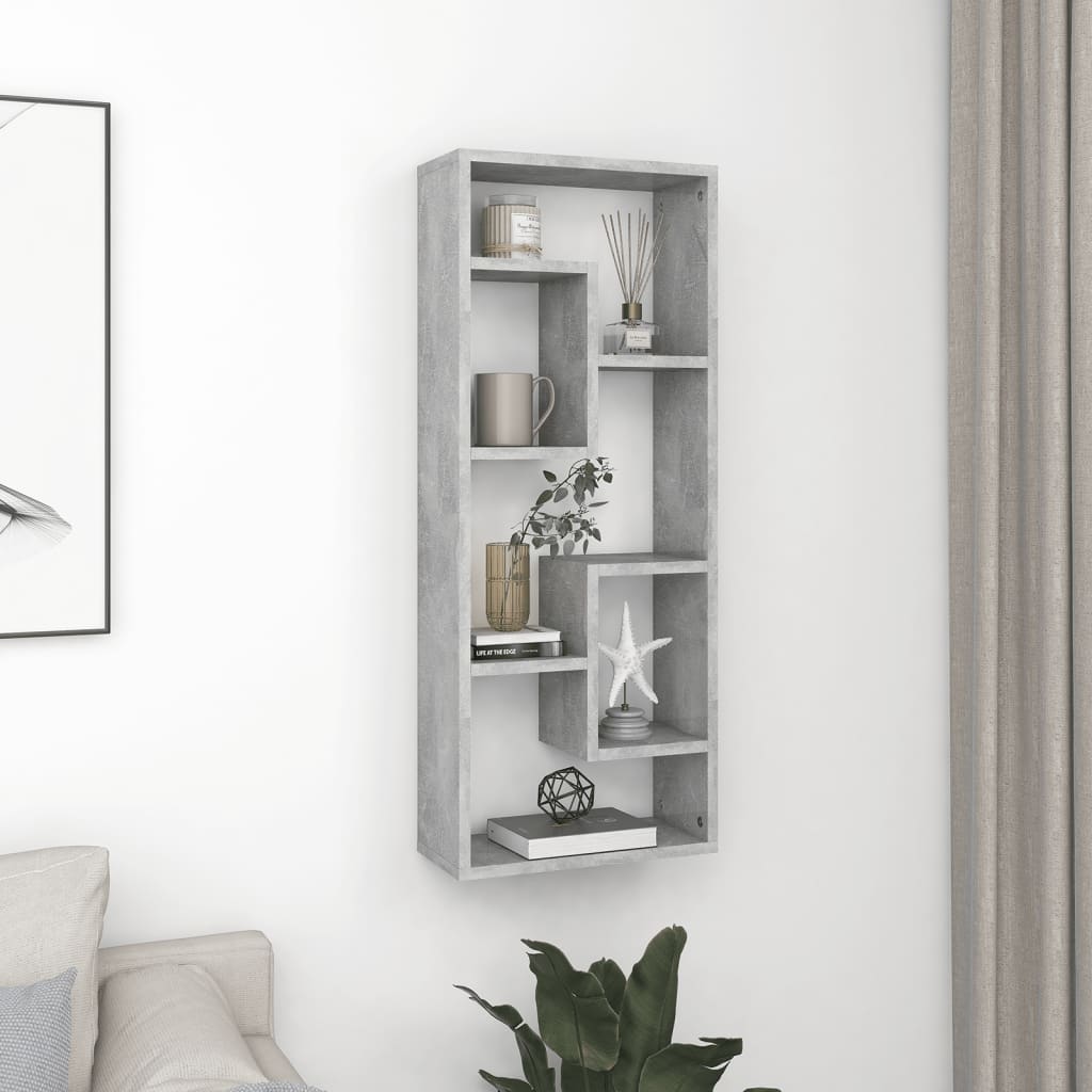 Wall Shelf Concrete Gray 14.2"x6.3"x35.4" Engineered Wood