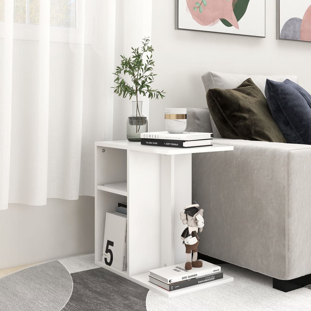 Side Table White 19.7"x11.8"x19.7" Engineered Wood