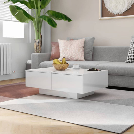 Coffee Table High Gloss White 35.4"x23.6"x12.2" Engineered Wood