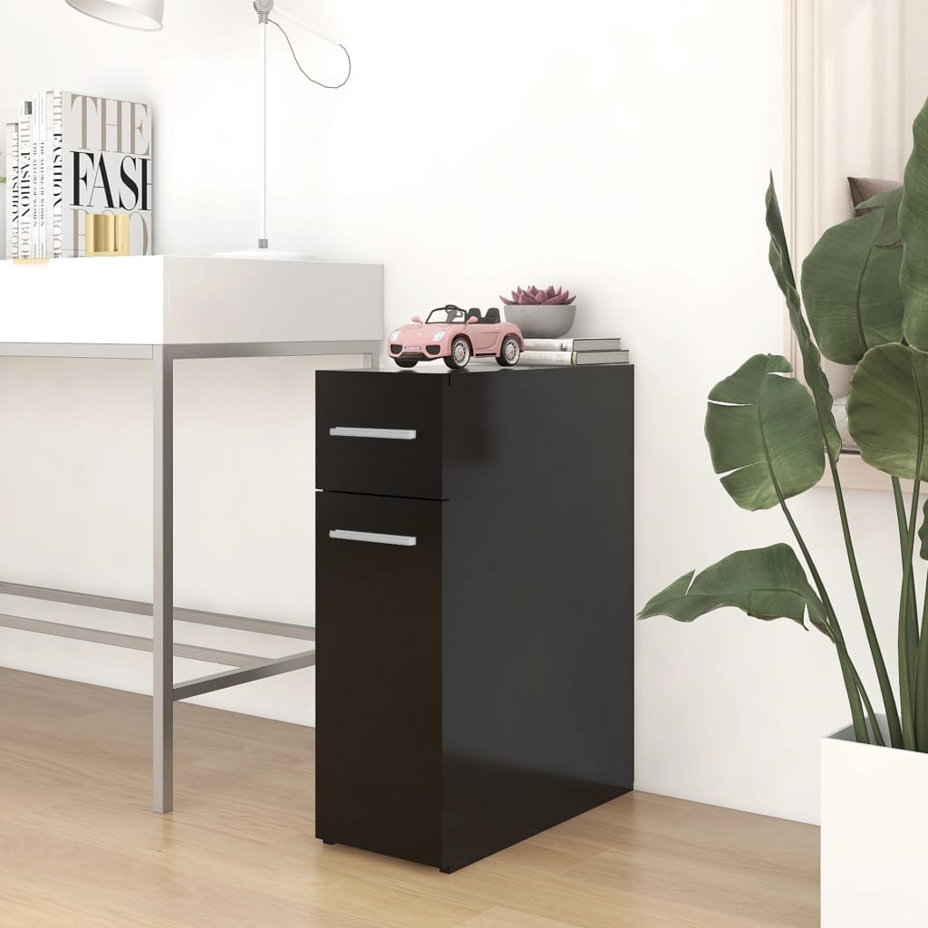 Apothecary Cabinet Black 7.9"x17.9"x23.6" Engineered Wood