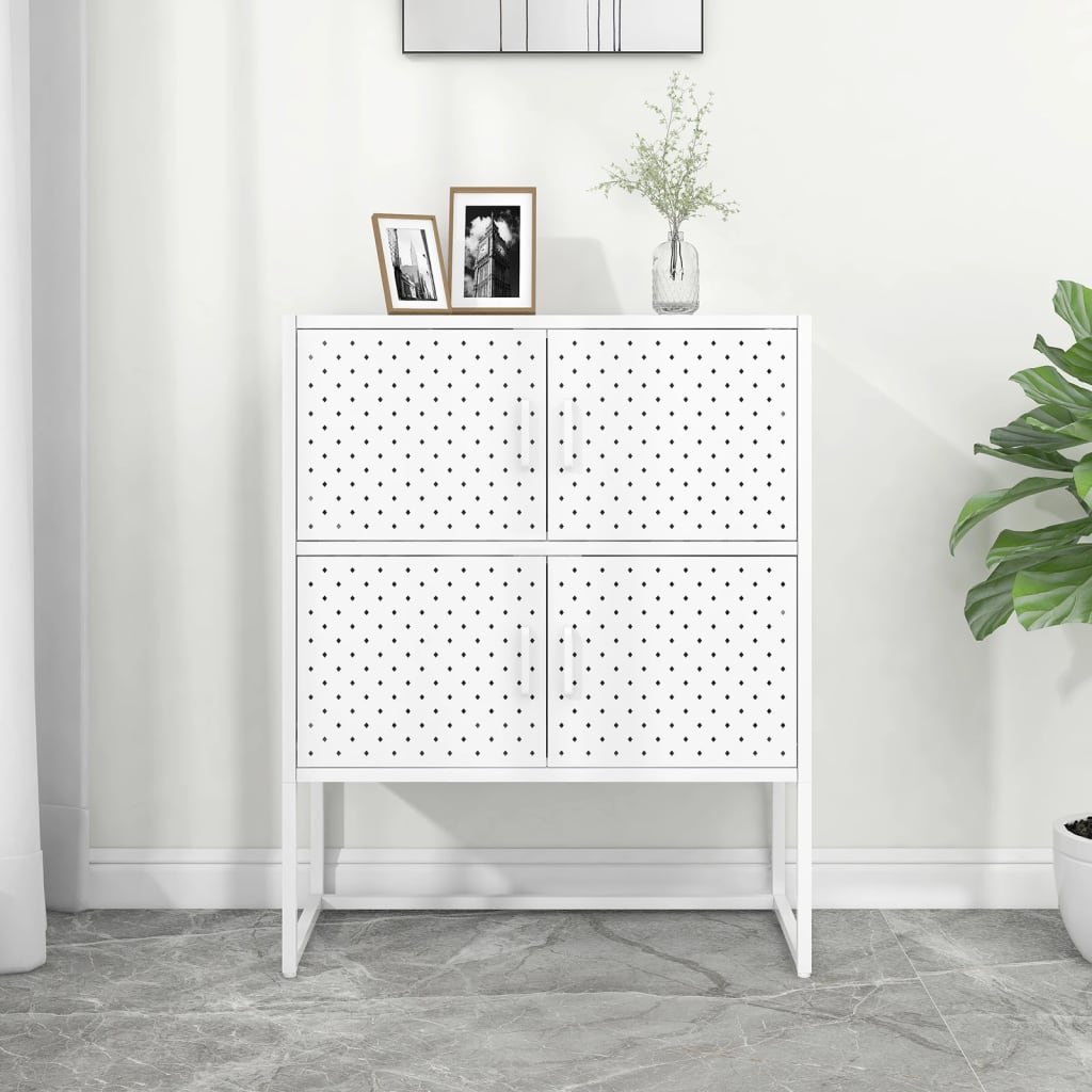 Highboard White 31.5"x13.8"x39.4" Steel