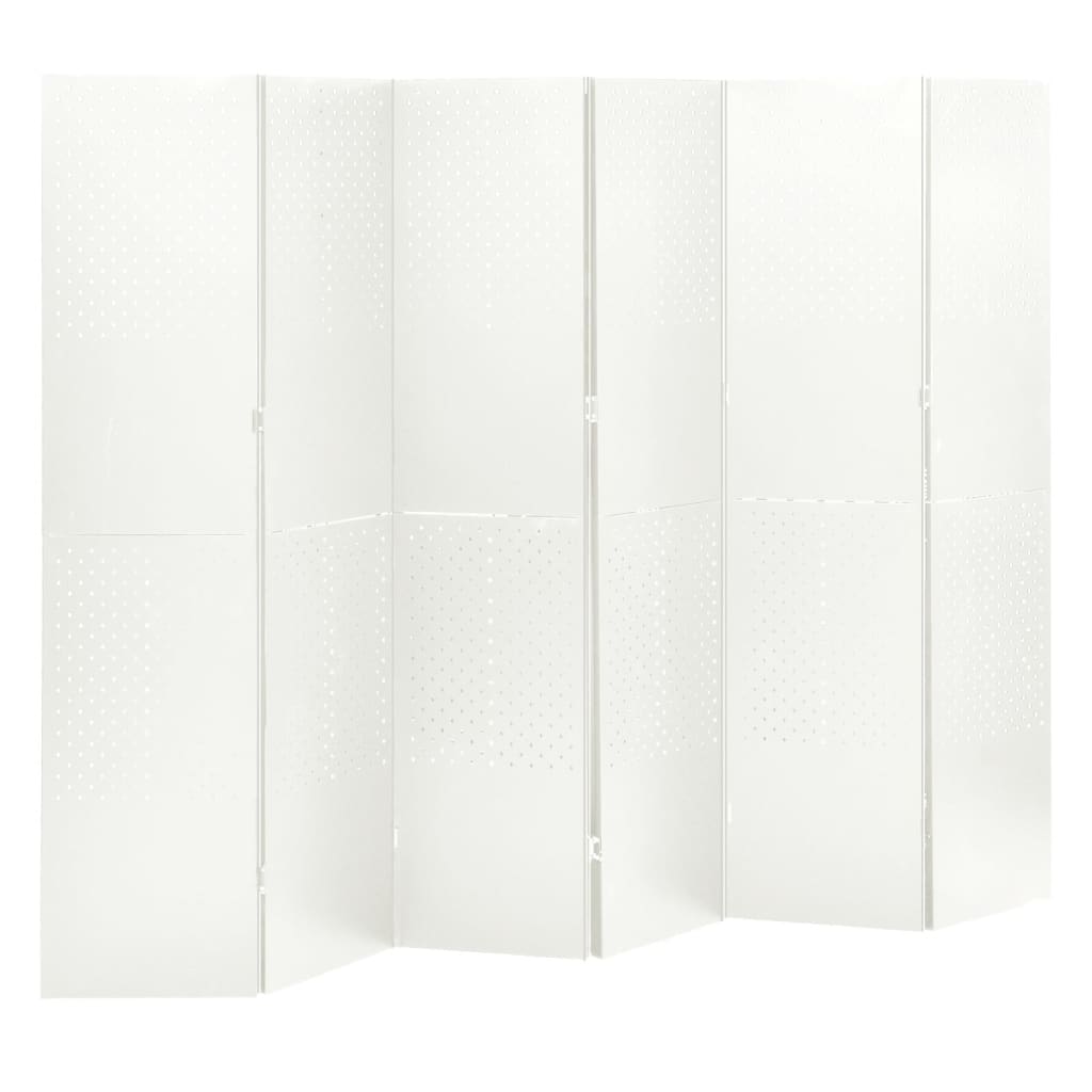 6-Panel Room Divider White 94.5"x70.9" Steel